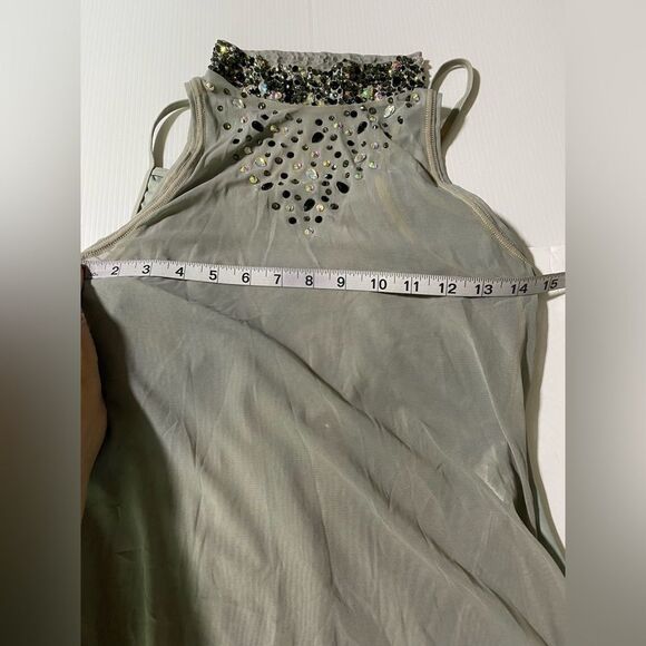 Weissman solo dance costume gray mesh tunic stoned Overdress D10664 MA adult - Picture 8 of 15